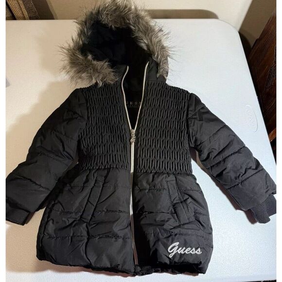 Guess Girls Puffer Jacket Coat Black Kids Size Small (4). Very Cute! - Picture 1 of 4